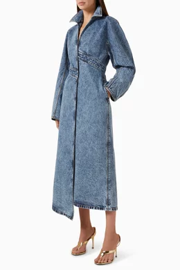 コート Alaia Denim trench coat Blue Alaïa Belted Denim Trench Coat | Blue | FARFETCH
