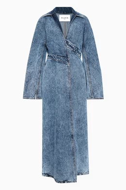 Buy Alaïa Blue Trench Coat in Denim For Women Online