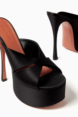 サンダル・ミュール AMINA MUADDI Black Satin Salma Mules SALMA SLIPPER