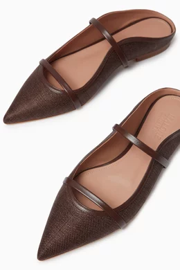 Buy Malone Souliers Brown Maureen Flats in Raffia & Nappa