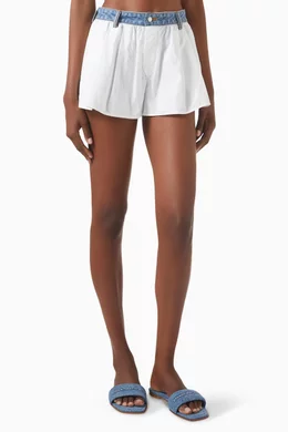 Buy Alexander Wang.t White Denim Waistband Shorts in Cotton