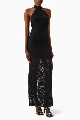 Buy Manuri Black Cherie Maxi Dress in Lace For Women Online | Ounass Saudi