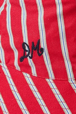 Buy Damson Madder Red Striped Sun Hat in Organic Cotton For  display picture 1