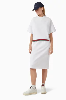 Buy Gucci White Web Midi Skirt in Cotton-jersey For Women