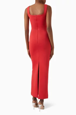 Buy Meraki Red Square-neck Dress in Neoprene For Women Online | Ounass Saudi