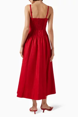Buy Reformation Red Katarin Midi Dress in Linen For Women Online | Ounass  Saudi