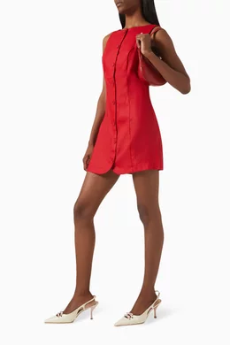 Buy Reformation Red Zarae Mini Dress in Linen For Women Online | Ounass  Saudi
