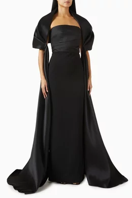 Buy Solace London Black Vera Shawl Train Gown For Women Online | Ounass  Saudi
