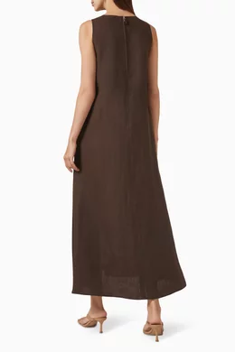 Buy Max Mara Brown Simeone Maxi Dress in Linen Canvas For