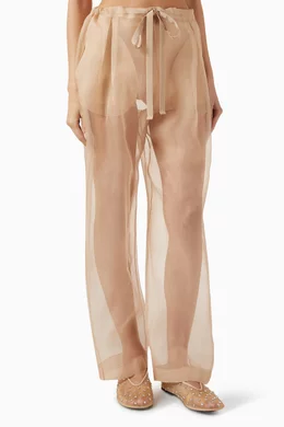 Buy Khaite Neutral Trenton Pants in Silk Organza For Women