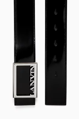 Buy Lanvin Black Signature Logo Reversible Belt in Patent  display picture 2