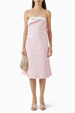 【送料&関税込】Miu Miu Pink Poplin Dress Buy Miu Miu Pink Deconstructed Midi Dress in Poplin For