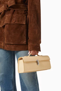 Buy SAVETTE Neutral Slim Symmetry Pochette Bag in Smooth Leather