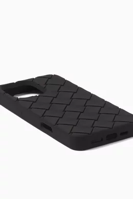 Buy Bottega Veneta Black iPhone 16 Pro Max Case in Intreccio
