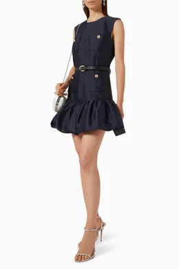Buy Self-Portrait Blue Bubble-skirt Mini Dress in Taffeta For Women Online 