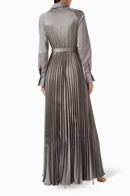grey pleated maxi dress Léa Grey Rhinestone Embellished Pleated Maxi Dress, S / Grey main image 1