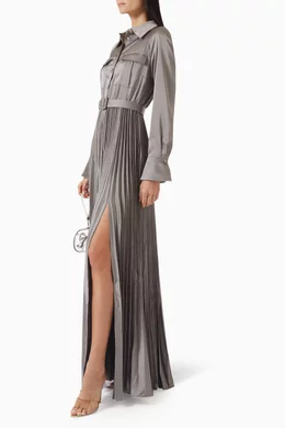 sachin and babi light blue dress Self-Portrait Grey Crochet Flower Collared Knit Mini Dress in Grey main image 0