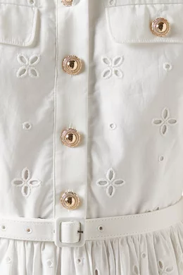 self portrait white cotton broderie midi dress WHITE COTTON BRODERIE MIDI DRESS   @selfportraittaiwan #selfportraittaiwan