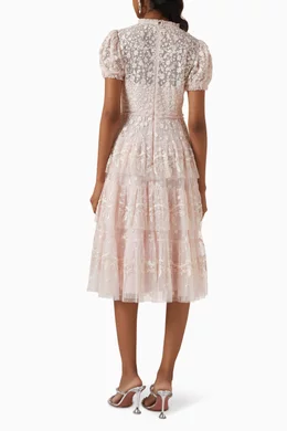 Buy Needle & Thread Pink Layered Midaxi Gown in Lace-tulle For Women Online  | Ounass Saudi