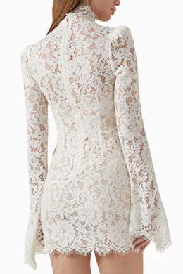 knee length dresses for ladies Bodita Mini Dress in White Cotton Lace main image 1