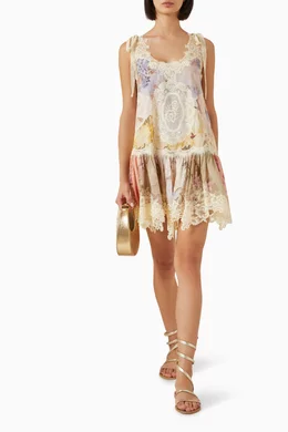 Buy Zimmermann Multicolour Campaign Cascadian Lace Mini Dress in Cotton For  Women Online | Ounass Saudi