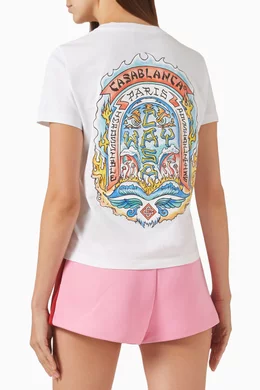 Buy Casablanca White Casa Way Skate T-shirt in Cotton For