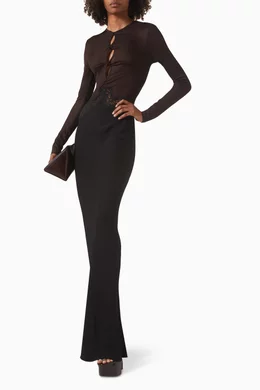 christopher esber twisted verner lace long sleeve maxi dress Christopher Esber Twisted Verner-Lace Long-Sleeve Maxi Dress
