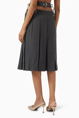 スカート Prada Virgin Wool Midi Skirt Belted pleated virgin wool midi skirt in grey - Prada