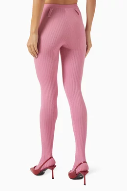 タイツ・ソックス PRADA Ribbed tights Pink Buy Prada Pink Rib-knit Tights in Cotton For Women Online