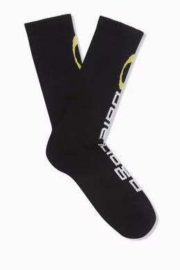 Buy Balenciaga Black Tracksuit Logo Socks in Stretch-cotton For