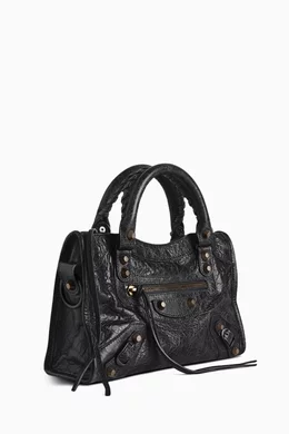 Buy Balenciaga Black Mini Le City Bag in Arena Storico