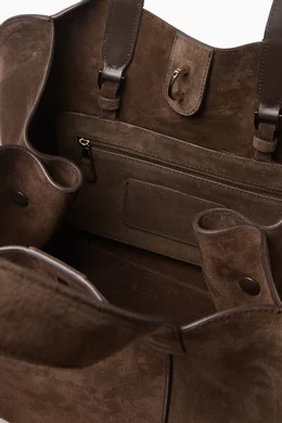 Buy Giorgio Armani Brown Large Tote Bag in Suede For Women Online