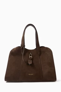Buy Giorgio Armani Brown Large Tote Bag in Suede For Women Online
