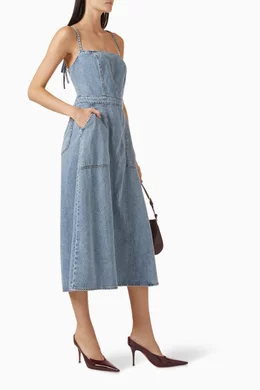 Buy Good American Blue Fit For Success Midi Dress in Linen-blend For Women  Online | Ounass Saudi