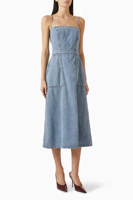 Buy Good American Blue Fit For Success Midi Dress in Linen-blend For Women  Online | Ounass Saudi