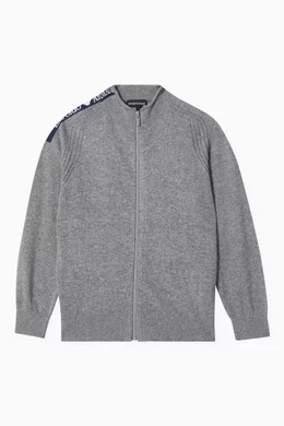 Buy Emporio Armani Grey EA Logo Zip Sweater in Knit For Boys