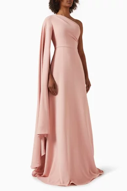solace london pink one shoulder dress Solace London Marcela Bow-embellished Faille Mini Dress Pink Solace London