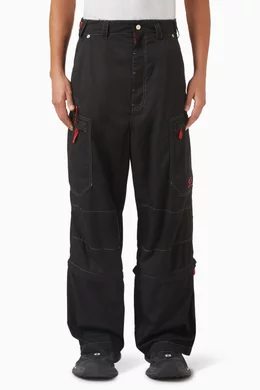 Buy Balenciaga Black Utility Work Pants in Mixed Cotton Twill For