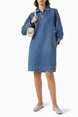 cos denim dresses ROUNDED DENIM SHIRT DRESS - BLUE