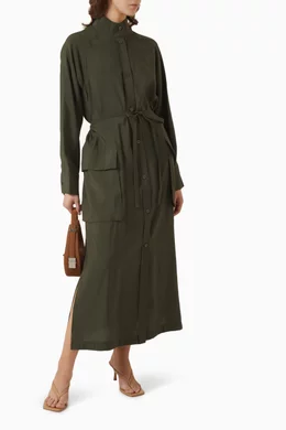 Buy COS Green Utility Belted Shirt Dress in TENCEL Blend For Women Online  | Ounass Saudi