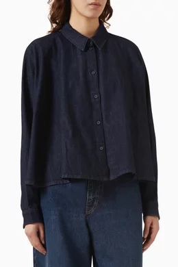 Buy COS Blue Flared Shirt in Cotton-denim For Women Online | Ounass Saudi