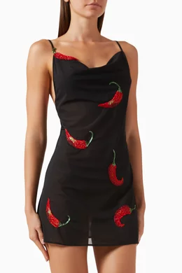 Buy Leslie Amon Black Galli Mini Dress in Mesh For Women Online | Ounass  Saudi