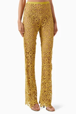 パンツ Norma Kamali SS25 'Crochet' pants (ST1257CRO51 832) Buy Norma Kamali Green Sheer Boot Pants in Crochet-knit For