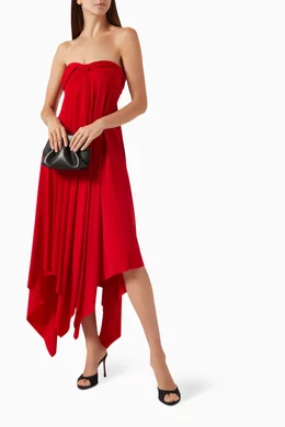 strapless open back dress ONE SHOULDER BIAS GOWN  Tiger Red  Norma Kamali
