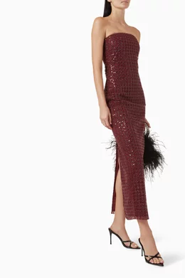 rotate beaded maxi dress ROTATE Birger Christensen Grey Beaded Maxi Tube Dress main image 0
