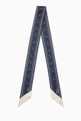 Buy Valentino Garavani Blue Cherryfic Bandeau Scarf in Silk