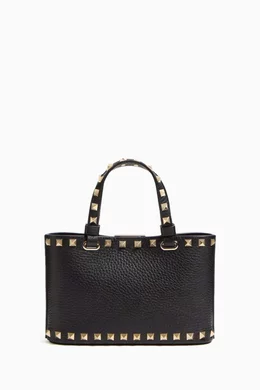 Buy Valentino Garavani Black Mini Rockstud Shopper Tote Bag