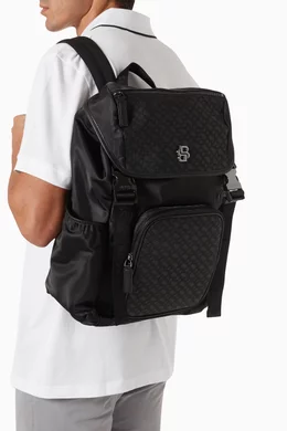 Buy BOSS Black Double B Monogram Backpack in Twill For Men Online