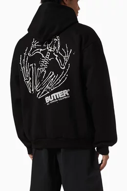 Buy Butter Goods Black Fossil Logo Hoodie in Cotton-fleece