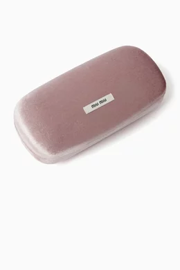 Miu Miu Pink Sunglasses Case with Black-Tinted Oval Sunglasses Miu Miu 52YS Oval Sunglasses. . Metal sunglasses with  main image 2